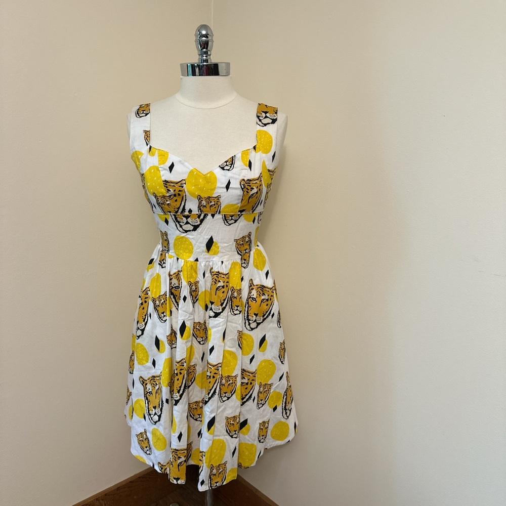 Nooworks Cheetah Head Fit and Flare Dress Size XS - Picture 3 of 15